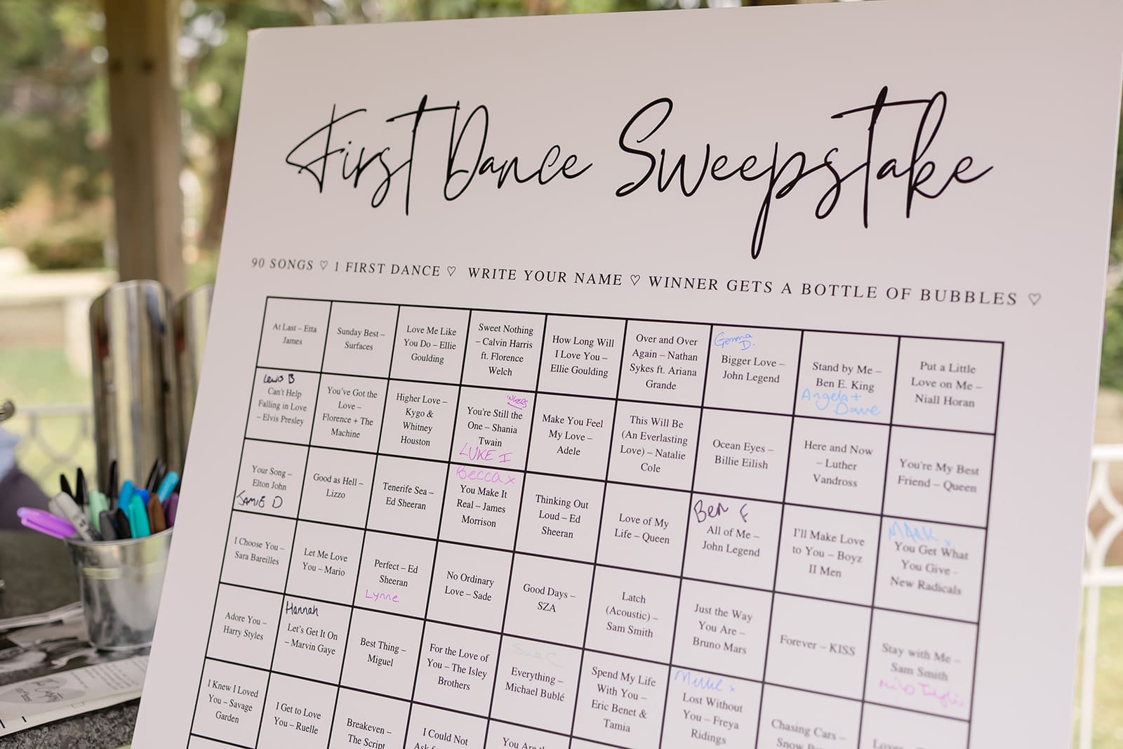First Dance Sweepstakes wedding game board