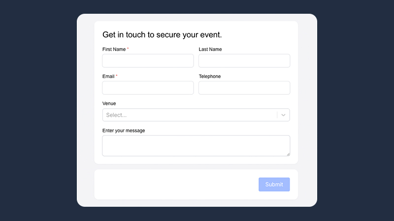 Example DJ Teams enquiry form